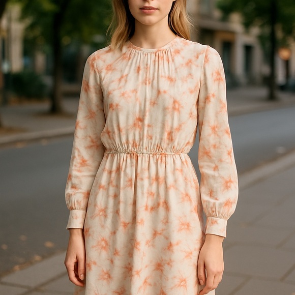 Silk Ellie Makir 100% Silk Printed Floral Midi Dress Medium - Picture 3 of 15